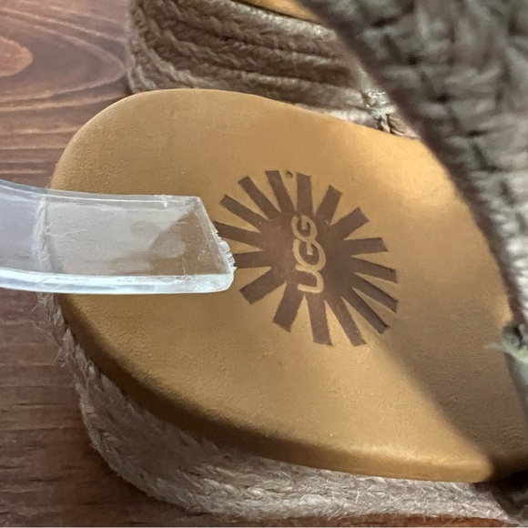 UGG Mairi Espadrille Wedge Buckle Strap Leather Sandal Neutral Boho Comfort 8.5 - Picture 6 of 14
